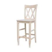 INTERNATIONAL CONCEPTS Double X-Back Bar Height Stool, 30" Seat Height, Unfinished S-203